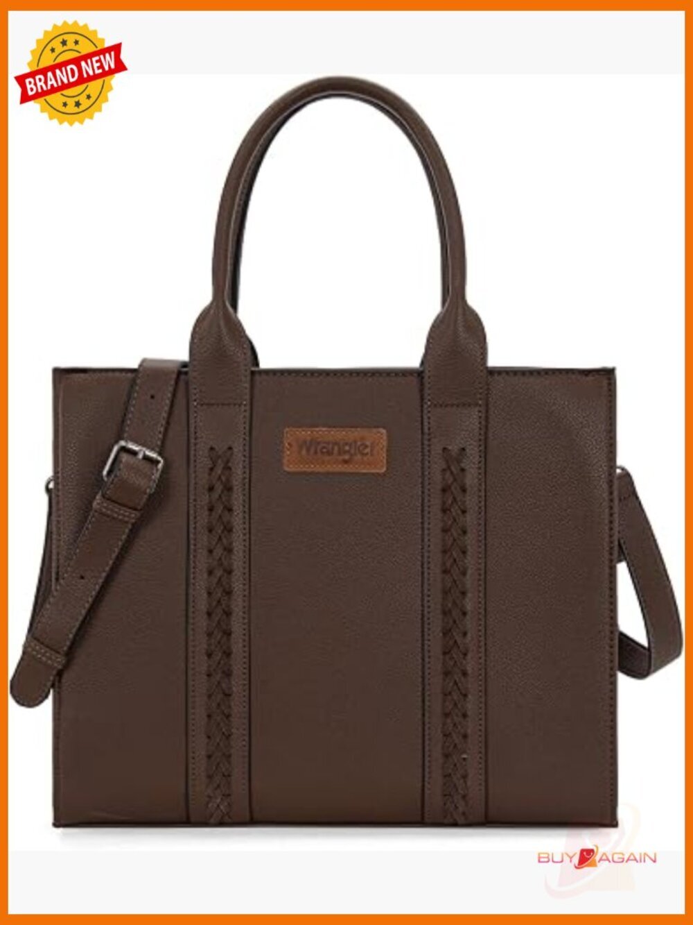 Large Faux Leather Tote Hobo Bag with Whipstitch, Top Zipper, Adjustable Strap